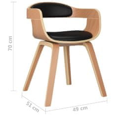 Vidaxl Jedilni stol črn ukrivljen les in umetno usnje