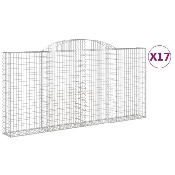 Vidaxl Obokane gabion košare 17 kosi 300x30x140/160cm pocinkano železo