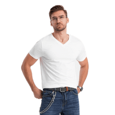 OMBRE Moška majica z V-izrezom in elastanom V1 OM-TSCT-0106 bela MDN124563 XXL