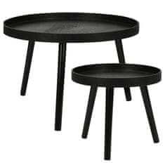 Greatstore Home&Styling Stranska mizica 2 kosa okrogla črna