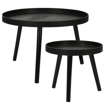 Greatstore Home&Styling Stranska mizica 2 kosa okrogla črna