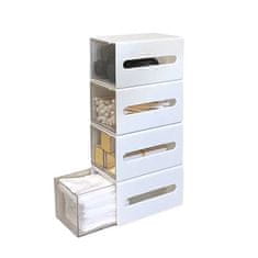 Netscroll Komplet 4 večnamenskih majhnih predalov, organizator za kopalnico, kuhinjo ali pisarno, 4x mini dvostranki predali za vatke, pisarniške ali kuhinjske pripomočke, brez vrtanja, MiniDrawers