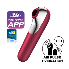 Satisfyer Dual Love Connect App vakuumski klitoralni stimulator temno rdeč
