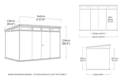 KETER ARTISAN Pro Odporen Vrtni Skladiščni Domek 342x218x226 cm
