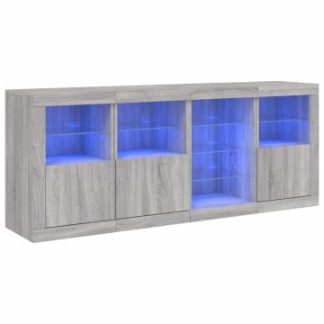 Vidaxl Komoda z LED lučkami siva sonoma 164x37x67 cm