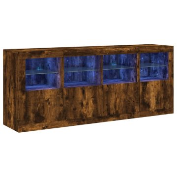 Vidaxl Komoda z LED lučkami dimljen hrast 163x37x67 cm