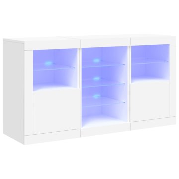 Vidaxl Komoda z LED diodami bela 123x37x67 cm