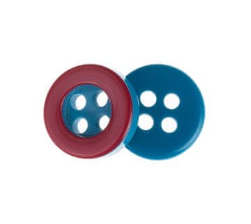 Gumb - komplet 6 kosov - premer 10 mm, rdeče-modre barve