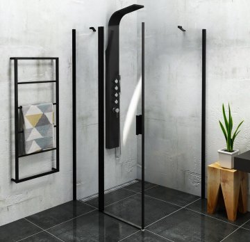 POLYSAN ZOOM BLACK Brezokvirni Kvadratni Tuš Zaslon 1000x1000mm L/P Univerzalno Odprtje