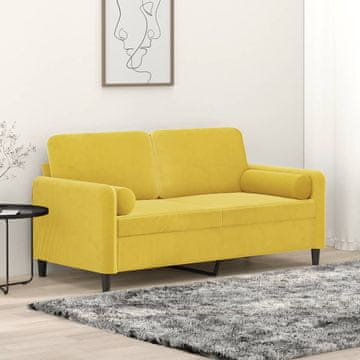 Vidaxl vidaXL Dvosed z blazinami, rumen, 140 cm, žamet
