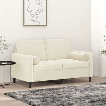 Vidaxl vidaXL Dvosed z blazinami, kremne barve, 120 cm, žamet