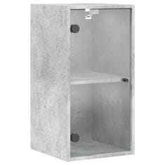 Vidaxl Stranska omarica s steklenimi vrati betonsko siva 35x37x68,5 cm