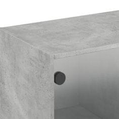 Vidaxl Stranska omarica s steklenimi vrati betonsko siva 102x37x35 cm