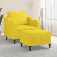shumee vidaXL Fotelj s stolčkom za noge svetlo rumen 60 cm blago