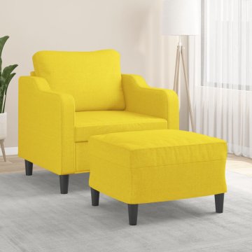 shumee vidaXL Fotelj s stolčkom za noge svetlo rumen 60 cm blago