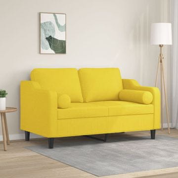 Vidaxl vidaXL Dvosed z blazinami svetlo rumen 120 cm blago