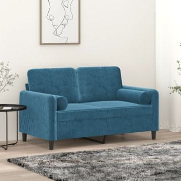 Vidaxl vidaXL Dvosed z blazinami, moder, 120 cm, žamet