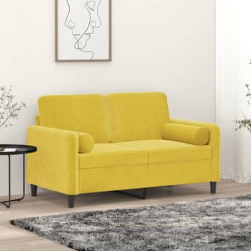 Vidaxl vidaXL Dvosed z blazinami, rumen, 120 cm, žamet