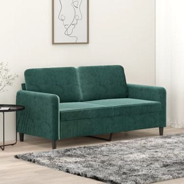 Vidaxl vidaXL Dvosed temno zelen 140 cm oblazinjen z žametom