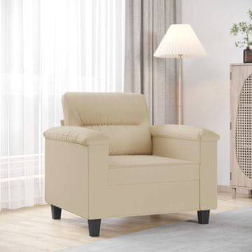 Vidaxl vidaXL Fotelj, kremne barve, 60 cm, oblazinjenje iz mikrovlaken