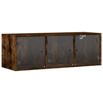 Vidaxl Stenska omarica s steklenimi vrati dimljen hrast 102x37x35 cm