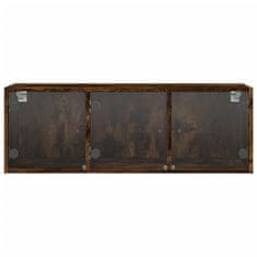 Vidaxl Stenska omarica s steklenimi vrati dimljen hrast 102x37x35 cm