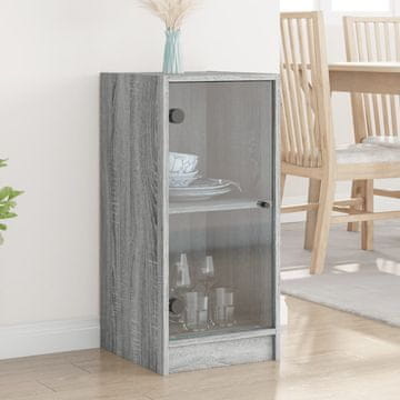 Vidaxl vidaXL Omarica s steklenimi vrati siva sonoma hrast 35x37x75,5 cm