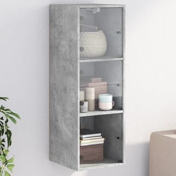 Vidaxl vidaXL Stenska omarica s steklenimi vrati betonsko siva 35x37x100 cm