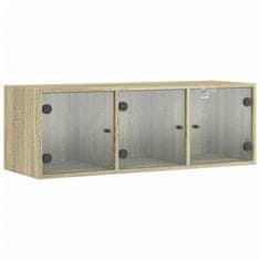 Vidaxl Stenska omarica s steklenimi vrati sonoma hrast 102x37x35 cm