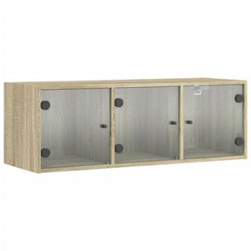 Vidaxl Stenska omarica s steklenimi vrati sonoma hrast 102x37x35 cm
