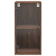 Vidaxl Stenska omarica s steklenimi vrati rjavi hrast 35x37x68,5 cm