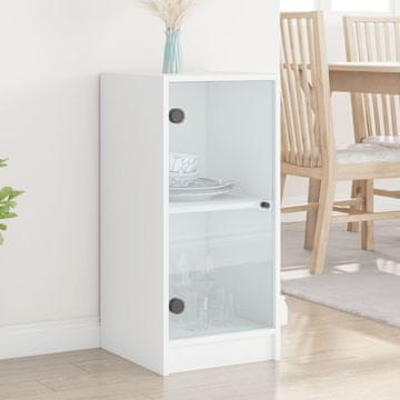 Vidaxl vidaXL Omarica s steklenimi vrati bela 35x37x75,5 cm