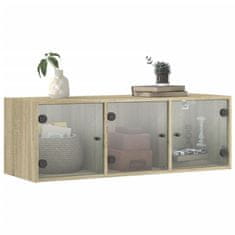 Vidaxl Stenska omarica s steklenimi vrati sonoma hrast 102x37x35 cm