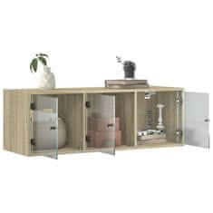 Vidaxl Stenska omarica s steklenimi vrati sonoma hrast 102x37x35 cm