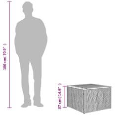 Vidaxl Vrtna miza siva 55x55x37 cm poli ratan in akacijev les