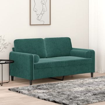 Vidaxl vidaXL Dvosed z blazinami, temno zelen, 140 cm, žamet