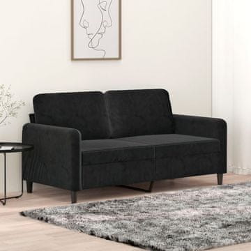 Vidaxl vidaXL Dvosed, črn, 140 cm, oblazinjen z žametom
