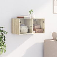 Vidaxl Stenska omarica s steklenimi vrati sonoma hrast 68,5x37x35 cm