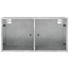 Vidaxl Stranska omarica s steklenimi vrati betonsko siva 68,5x37x35 cm