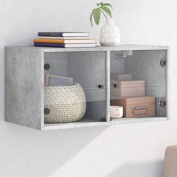 Vidaxl vidaXL Stenska omarica s steklenimi vrati betonsko siva 68,5x37x35 cm