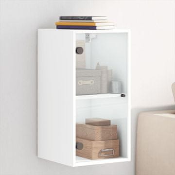 Vidaxl vidaXL Stenska omarica s steklenimi vrati bela 35x37x68,5 cm