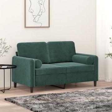 Vidaxl vidaXL Dvosed z blazinami, temno zelen, 120 cm, žamet