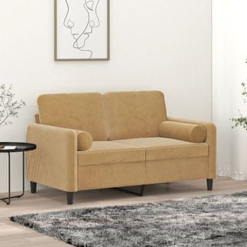 Vidaxl vidaXL Dvosed z blazinami, rjav, 120 cm, žamet