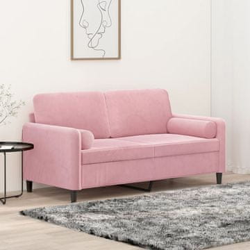 Vidaxl vidaXL Dvosed z blazinami, roza, 140 cm, žamet
