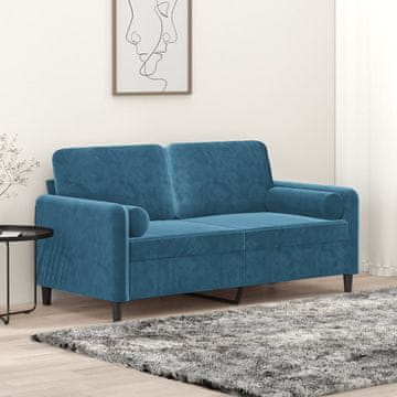 Vidaxl vidaXL Dvosed z blazinami, moder, 140 cm, žamet