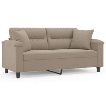 Vidaxl Kavč dvosed z blazinami taupe 140 cm tkanina iz mikrovlaken