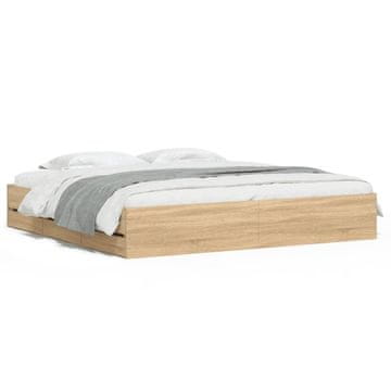 Vidaxl Posteljni okvir s predali sonoma hrast 180x200cm inženirski les