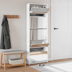 Vidaxl Omarica za čevlje z ogledalom 5-nadstropna bela 63x17x169,5 cm