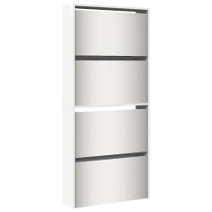 Vidaxl Omarica za čevlje z ogledalom 4-nadstropna bela 63x17x134 cm
