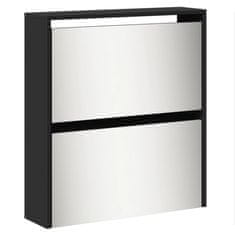 Vidaxl Omarica za čevlje z ogledalom 5-nadstropna črna 63x17x169,5 cm